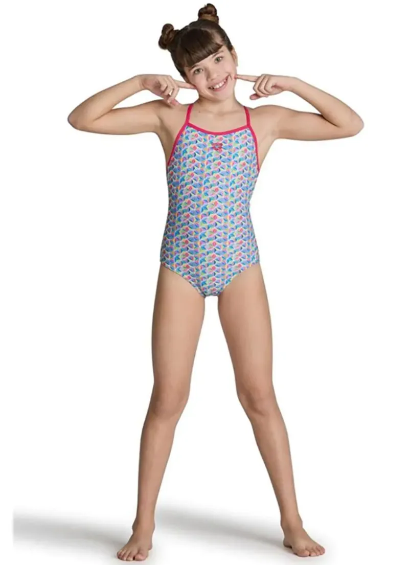 Arena Girls Starfish Lightdrop Back Swimsuit Freak Rose/White Multi-4
